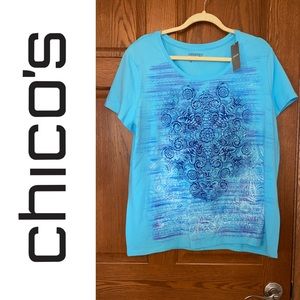 NWT Chico’s Zenergy Size 4 Willa Medallion Top